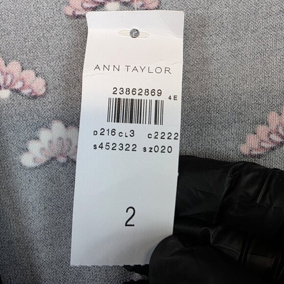Ann Taylor Dress Womens 2 Black Floral Wrap V Neck Tie Waist Long Sleeve Jersey - Picture 6 of 12